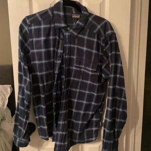 Men's Long-Sleeved Lightweight Fjord Flannel Shirt Navy S Small